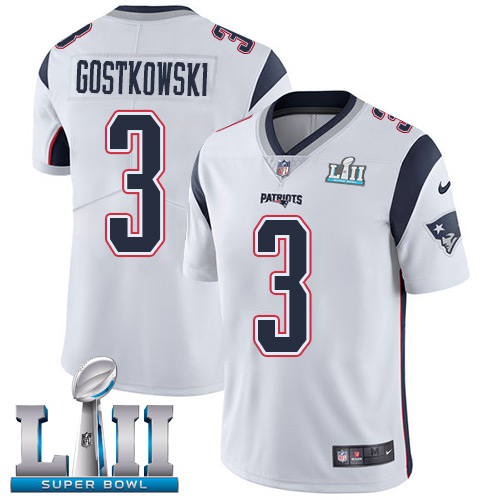 Nike Patriots #3 Stephen Gostkowski White Super Bowl LII Men's Stitched NFL Vapor Untouchable Limited Jersey